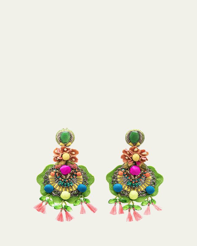 Multicolor Chandelier Earrings with Tassels